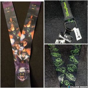 Disney Parks Villains Reversible Lanyard Chernabog Maleficent Captain Hook Jafar